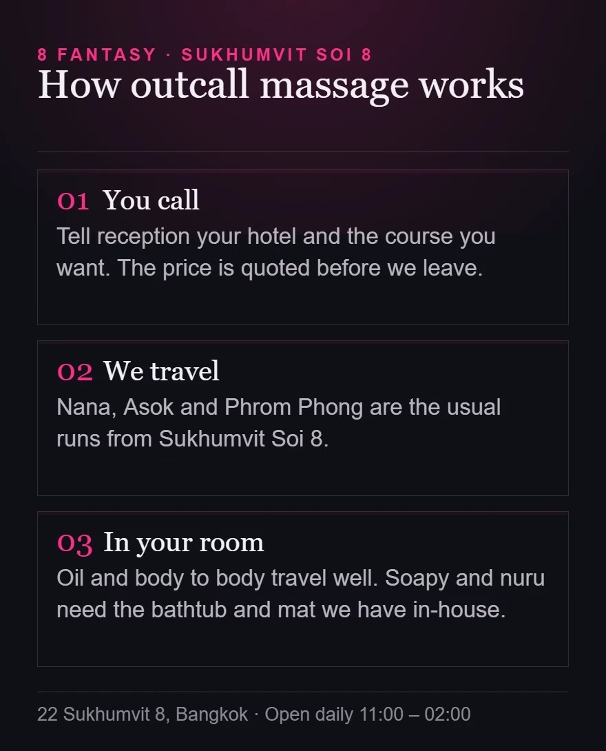 How outcall massage works at 8 Fantasy Bangkok